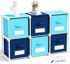 Geelin 6 Blue Cube Storage Organizer with Fabric Bins and Labels, 11 Inch Collapsible Toy Organizer Shelf Storage Bins Dresse