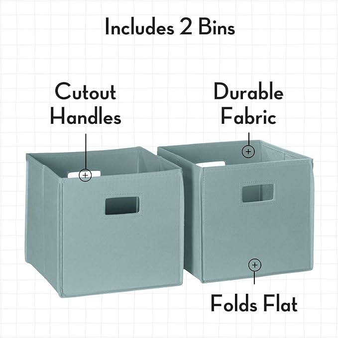 RiverRidge Kids 2pc Fabric Collapsible Storage Cube Organizers with Handles for Playroom Organization - Sea Green