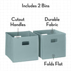 RiverRidge Kids 2pc Fabric Collapsible Storage Cube Organizers with Handles for Playroom Organization - Sea Green