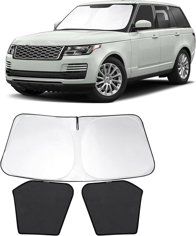 3PCS Car Window Shades Front Windshield Sun Shade Foldable Window Shade Custom Fit for 2013-2021 La-nd Ro-ver Range Rover (Not Fit Range Rover Sport) Shades Anti-UV Rays Block Heat