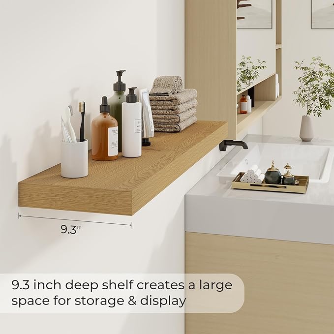 Dreamland 40 Inches Floating Shelves for Wall, 9.3 Inch Deep Floating Shelves Set of 2, Large Display & Storage Shelf, Wall S
