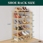 Smiry Small Bamboo Shoe Rack 5-Tier, Stackable Wooden Shoe Organizer for Entryway & Closet, Free Standing Wood Shoe Storage S