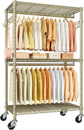 ULIFHOME P1 Rolling Clothes Rack, Portable Wardrobe Closet with Wheels, Heavy-Duty Closet Clothing Rack for Hanging Clothes, 