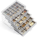YUFONG Jewelry Organizer with 5 Drawers Clear Acrylic Earring Display Case Velvet Jewelry Storage Box Display Holder for Earr