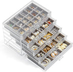 YUFONG Jewelry Organizer with 5 Drawers Clear Acrylic Earring Display Case Velvet Jewelry Storage Box Display Holder for Earr