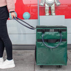Reusable Grocery Bag On Wheels(Medium, Green), Rolling Tote Bag, Shopping Bag on Wheel, 8 Pockets and Zipper Cover for Trips, Foldable, Heavy Duty Handles, Carries Up to 66LBS