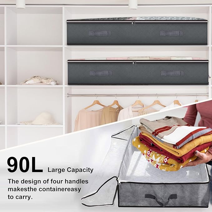 6 Pack Under Bed Storage Containers + 6 Pack Clothes Storage Bags
