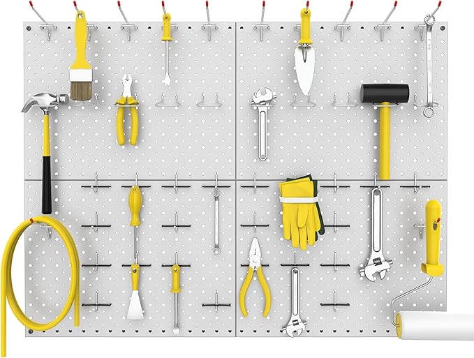 WALMANN 4-Pack 12"x16" Metal Pegboard Panels for Garage, Tool Organizer Pegboard for Pegboard Hooks - Compatible with 1/8" & 