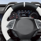 MEWANT Hand Stitched White Leather Steering Wheel Cover Wrap for Chevrolet Camaro 2017-2022 Steering Wheel Accessories for Chevrolet Camaro 2017-2022