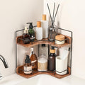 2-Tier Bathroom Counter Organizer, Wooden Corner Shelf for Vanity Countertop Skincare & Makeup, Storage and Organization for 