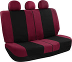 FH Group Car Seat Covers Rear Set Cloth - Universal Fit Automotive Seat Covers, Low Back Front Seat Covers, Solid Back Seat C