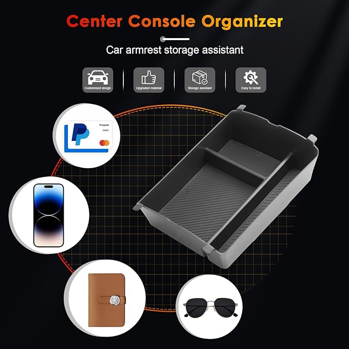 for 2026 Hyundai Palisade Center Console Organizer ONLY for 2026 Palisade Hybrid Calligraphy 7-Seater Armrest Box Secondary Storage Glove Box Accessories (2026 Palisade Upper Console Organizer)