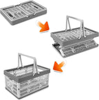 Domiella 2-Pack Foldable Storage Baskets, Collapsible PP Crates with Handles - 20L Capacity, Strong and Portable for Home Org