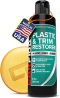 Carfidant Plastic Restorer for Cars – Refreshes Faded Plastic, Vinyl & Rubber Trim with Polish for Deep Shine – Protects Agai