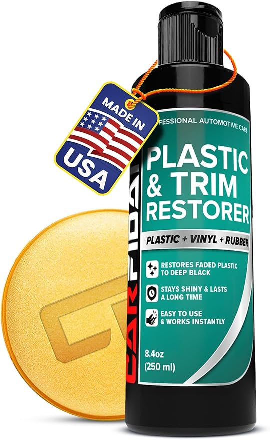 Carfidant Plastic Restorer for Cars – Refreshes Faded Plastic, Vinyl & Rubber Trim with Polish for Deep Shine – Protects Agai