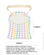 Car Trash Can, Durable Hanging Car Trash Garbage Bag, Cute Automotive Garbage Cans Organizer, Cute Rainbow Checkerboard