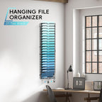 21-Tier Hanging Wall File Organizer with 5 Hooks, Wall File Holder with Labels, Vertical Wall Mount Mail Organizer for Papers