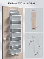 Yecaye 2 Pc Over The Door Organizer with 5 Bins 10 Side Pockets, 44lbs Load Hanging Bathroom and Bedroom Organizer, Behind Th