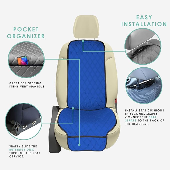 FH Group Car Seat Cushion – Neosupreme Single Front Seat Cover with Front Pockets, Airbag Compatible, Universal Fit Car Seat 