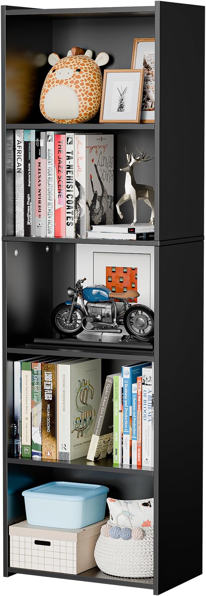 SUPER DEAL 5-Tier Bookcase and Bookshelf, Open Storage Shelves Narrow Tall Freestanding Cube Display Shelf for Bedroom Home O