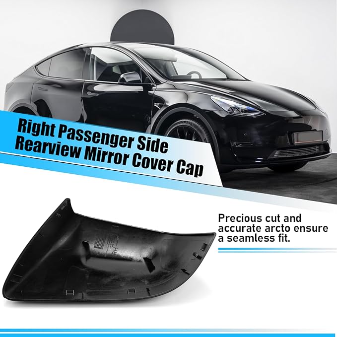 Jaronx Compatible with Tesla Model Y Side Mirror Cover Replacement 2020 2021 2022 2023 2024, Right Passenger Door Wing Black Rearview Mirror Cover Cap for Tesla Model Y Accessories-Glossy Black