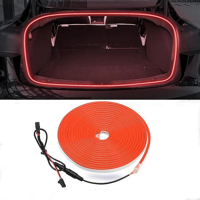 Trunk LED Light Strip for Tesla Model 3 Highland 23-25 Rear Trunk Cargo Light Interior Decoration Lights for Tesla Model 3 Refresh Easy Installation Trunk Accessories Ambient Lights (Red)