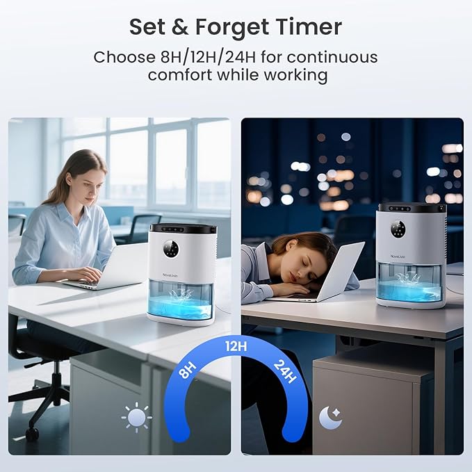 Dehumidifier for Bathroom, Dehumidifiers for Home, Bedroom, Living room with 68 OZ Water Tank, Auto Humidity Control,