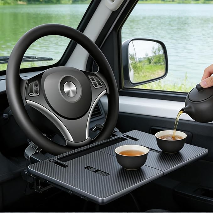 Steering Wheel Desk for Laptop | Multi-Functional Clamp-On Anti-Slip - Steering Wheel Tray for Food,for Snack Drinks Tablet Video Conference Meal Dining Eating Working Writing