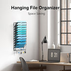 11 Tier Wall File Organizer - Hanging File Organizer with 5 Hooks, Mail Holder Wall Mounted for Papers, Folders, Magazines, B