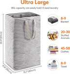 Lifewit 1 Pack Laundry Basket 80L Each, Collapsible Clothes Hamper with Reinforced Handles, Freestanding Waterproof Design fo