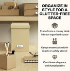Bigso John Fiberboard Label Frame Desktop File Storage Box - Document Organizer for Important Paperwork - Durable Hanging Fil