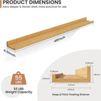 Fun Memories Picture Ledge Shelves Set of 2, 48 Inch Rustic Wall Mounted Floating Shelves with Lip for Home Storage and Décor