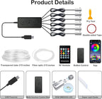 Interior Car LED Strip Lights, RGB 6 in 1 Ambient Lighting Kits with 315 inches Fiber Optic, 16 Million Colors Music Sync USB Car Interior Lights with Wireless APP/Button/RF Remote Control (6 in 1)