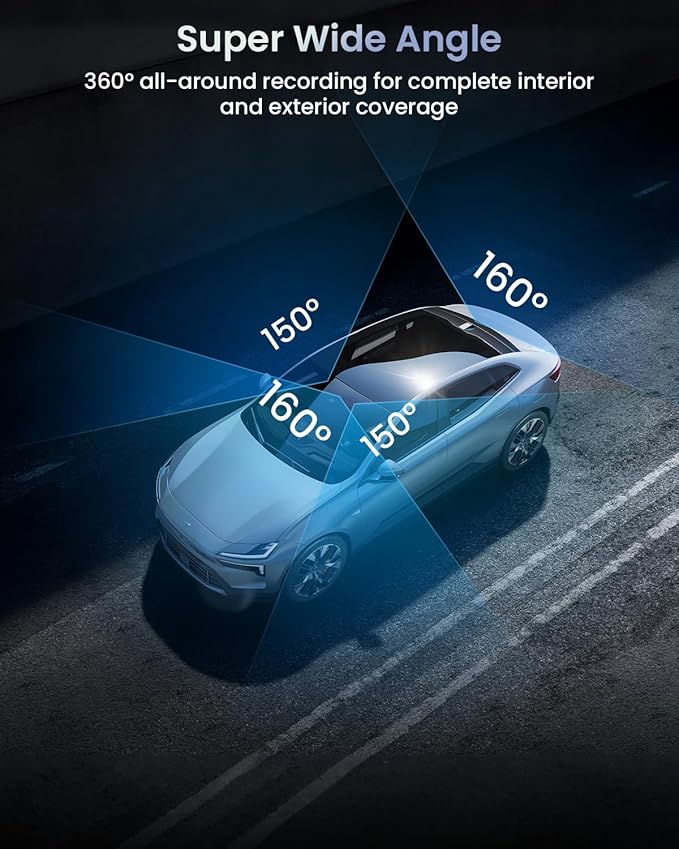 IIWEY 4 Channel Dash Cam 360° View, STARVIS 2 Front 2.7K Rear 2K Inside 1080P x2, 8IR LEDs Night Vision 3.0, PlateTag AI for 