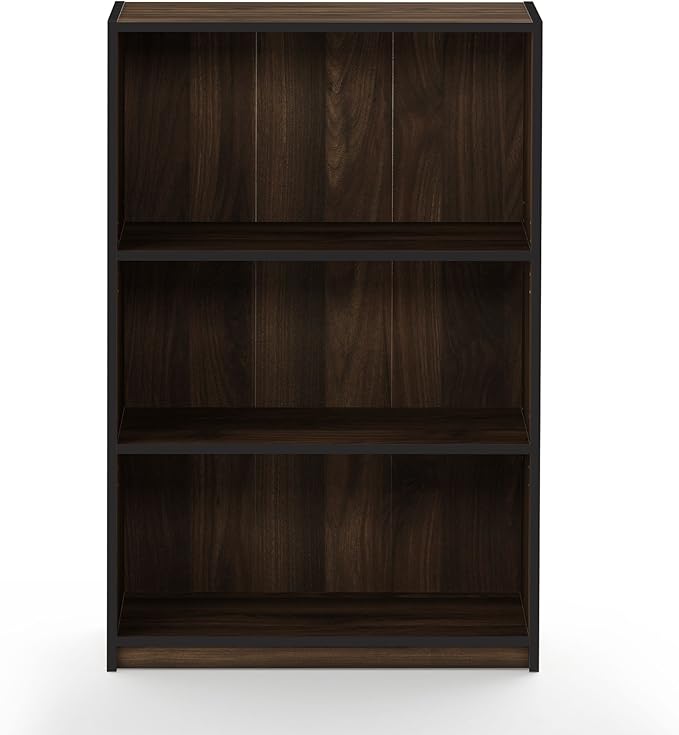 Furinno JAYA Book Shelf, 3-Tier Bookshelf, Bookcase with Adjustable Shelves, 9.5 x 24.5 x 40.3, for Organization and Storage,