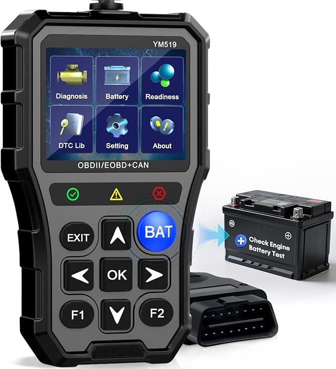 AMTIFO OBD2 Scanner with Battery Tester - Check Engine Light & Emissions Readiness, Plug & Play, Battery Health,