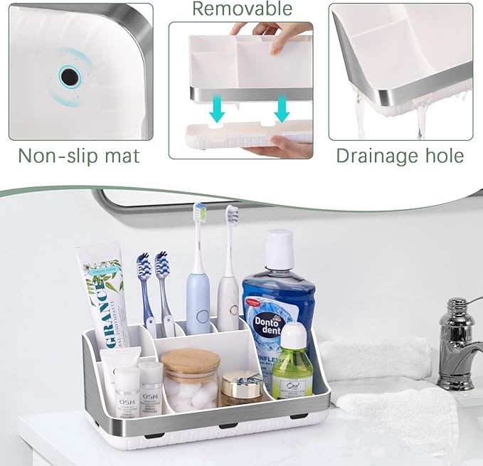 GFWARE Toothbrush Holders for Bathrooms Countertop Organizer - Kids Electric Toothbrush and Toothpaste Holder Detachable 7 Sl