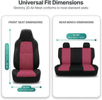 FH Group Full Set Car Seat Covers Classic Cloth Universal Fit Burgundy Seat Covers,Washable High Back Combo Small Car Seat Co