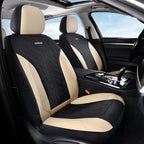 Coverado Front Seat Covers, Beige Seat Covers 2 Seats, Leather Car Protectors 2-Pack, Auto Seat Covers Spill-Proof Design Uni