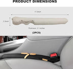2PCS Leather Car Seat Gap Filler, No-Drop Seat Side Gap Plug Crevice Blocker with Securing Strap, Elastic Filler Block The Gap Between Seats & Console for Truck SUV Sedan (Beige)