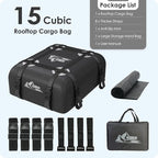 Car Rooftop Cargo Carrier Bag 15 Cubic Feet, 100% Waterproof Heavy Duty Car Roof Bag for All Vehicle with/Without Racks - Anti-Slip Mat, 4 Door Hooks, Storage Bags, 4PCS 3.8CM Straps(Gray)