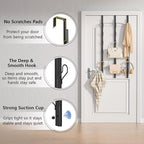 TOMIR Over The Door Hooks 3 Pack, Door Coat & Bag Hanger, Over The Door Purse Organizer, Clothes Hanger, and Towel Holder, No