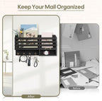 FifthQuarter Key Holder for Wall: Easy Mounted Key Rack and Mail Organizer with Store Shelf and Four Sturdy Keys Hooks Decor 