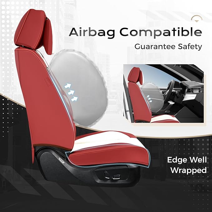 Coverado Seat Covers Full Set, 5 Seats Seat Covers for Cars, Waterproof Nappa Leather Car Seat Covers with Head Pillow, Seat 