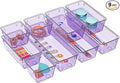 WOWBOX 9 Pack Clear Drawer Organizer Set, Acrylic Drawer Storage Trays, Storage Bins for Makeup, Cosmetics, Jewelries, Utensi