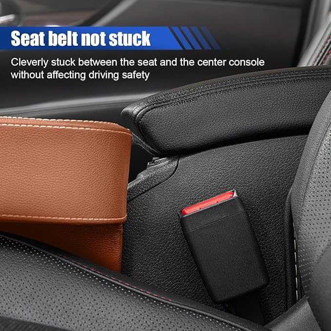 Car Cup Holder, Auto Front Seat Organizer, Multifunctional Cup Drink Holders with PU Leather Cover, Gap Filler Storage Box Coin Bucket Console Side Pocket Cell Mobile Phone Holder (Brown)