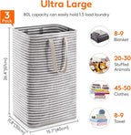 Lifewit 3 Pack Laundry Basket 80L Each, Collapsible Clothes Hamper with Reinforced Handles, Freestanding Waterproof Design fo