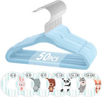 VIS'V Baby Hangers, 11 Inch Velvet Kids Hangers with 6 Pcs Clothes Size Dividers, Infant Toddler Nursery Closet Organization,