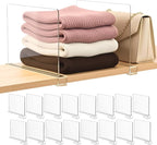 SortNStore Shelf Dividers Purse Organizer for Closet: 16-Pack Acrylic Bag Storage Organizer for Handbags, Clutches, Clothes, 