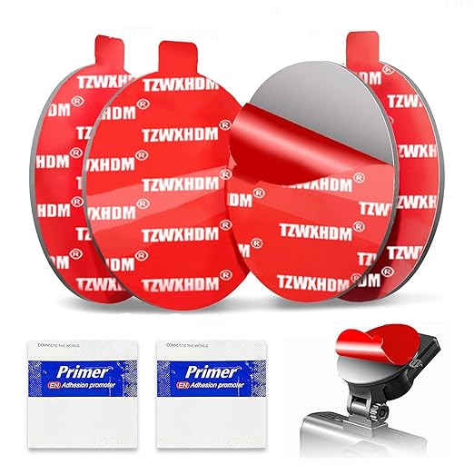 Adhesive Double Sided Tape for Suction Cup Mount, 4Pcs Round 2.84" Heat Resistant Mounting Sticker Tape for Dash/Camera/GPS/Ipad/Car Phone Sucker Holders with 2 Adhesion Promoter